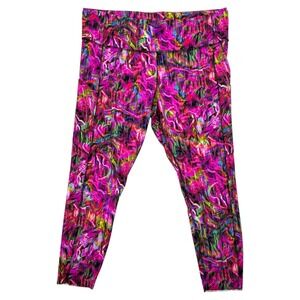 Lululemon Multicolor Abstract Print Leggings Pockets Raw Hem High Rise 18